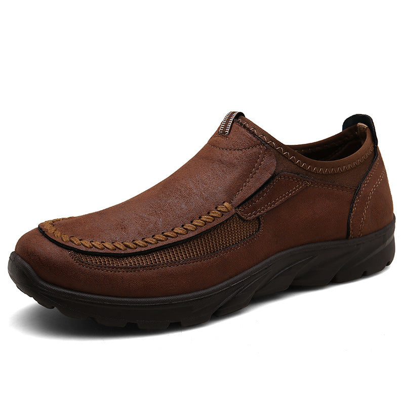 Set foot youth large men's casual leather shoes
