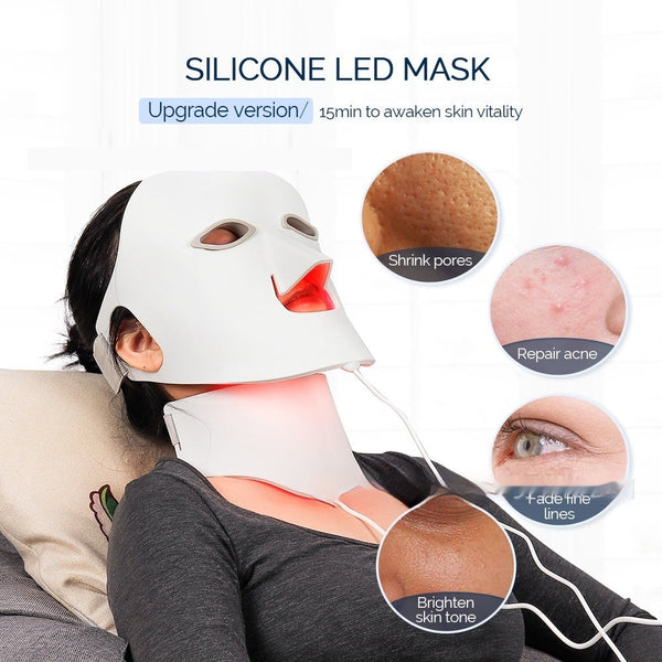 Household Beauty Silicone Mask Color Light 7 Colors Led Phototherapy Photon Skin Rejuvenation Facial Acne Removal Hanzuva