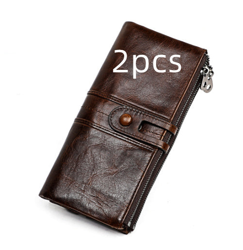 Top layer leather tri-fold wallet Hanzuva