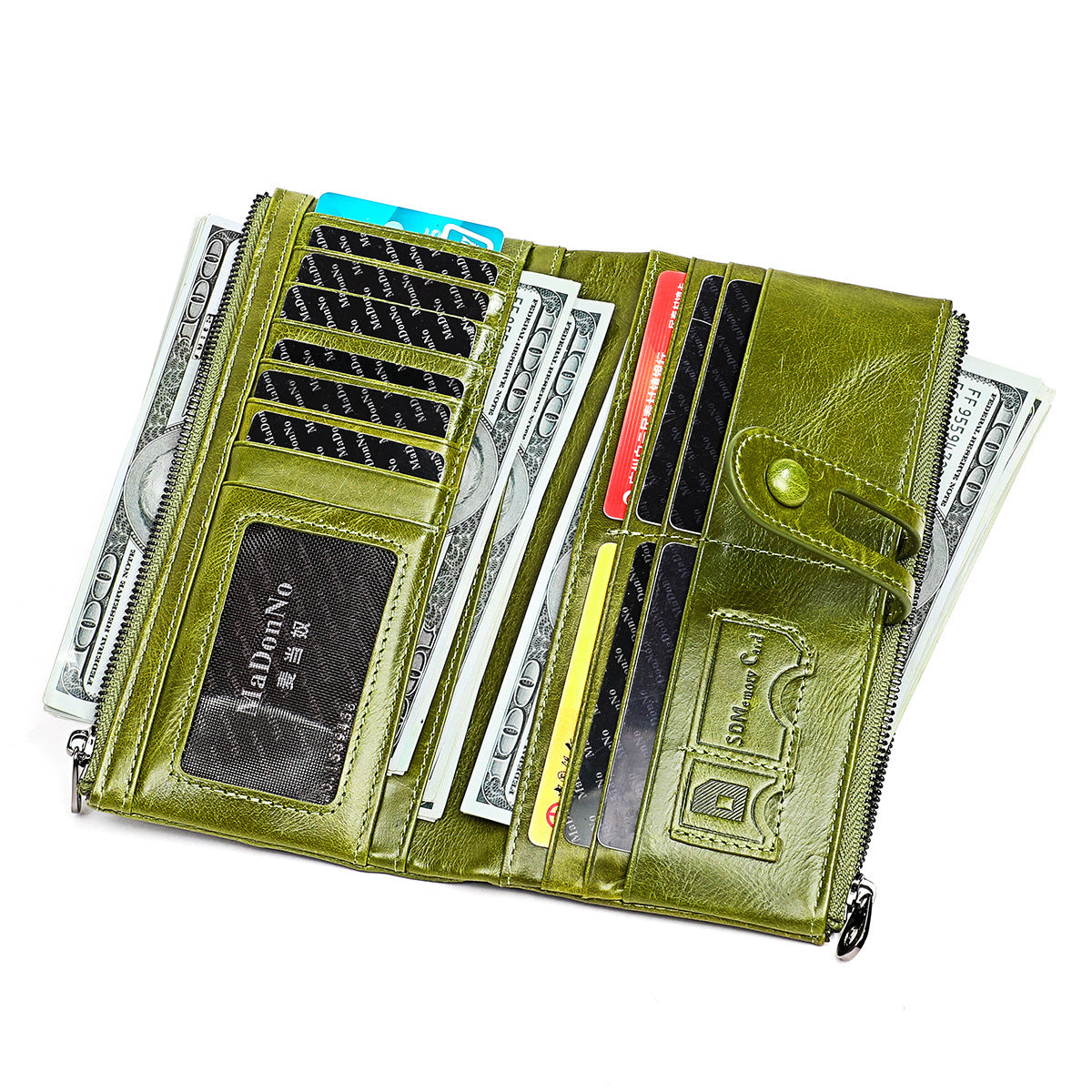 Top layer leather tri-fold wallet Hanzuva