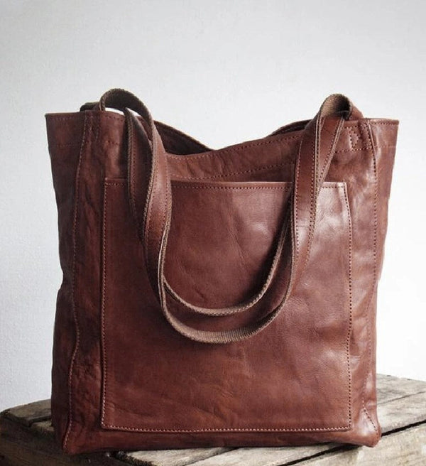 Women's Soft Leather Portable Shoulder With Pocket Vintage Bag Hanzuva