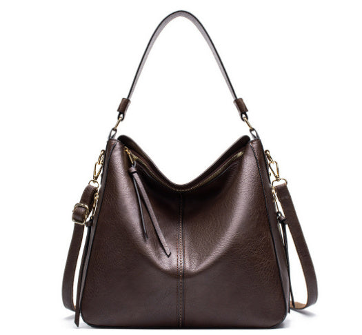 Hobos Zipper Bucket Bags With Adjustable Shoulder-strap Handbags Temperament High Capacity Messenger Shoulder Bag For Women Hanzuva
