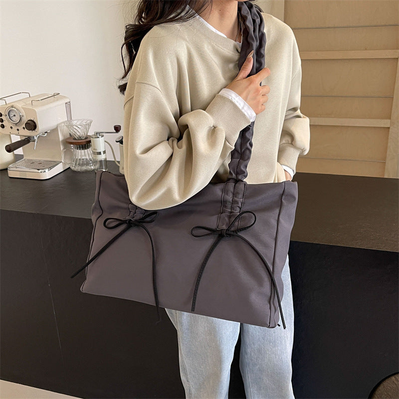 Pleated Large Capacity Bag Female Korean Style Simple And Casual Tote Bag Commuter Shoulder Bag