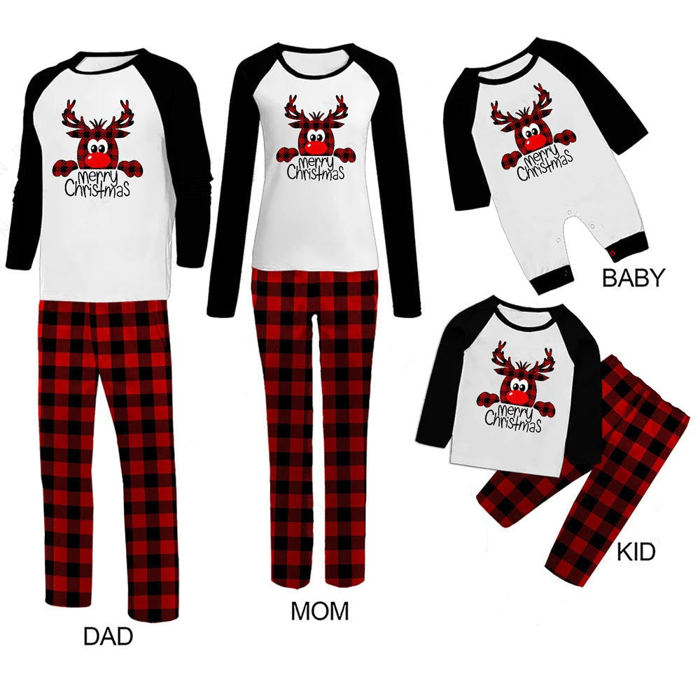 Family Christmas Pajamas Matching Sets Christmas Sleepwear Parent-Child Pjs Outfit For Christmas Holiday Xmas Party Hanzuva