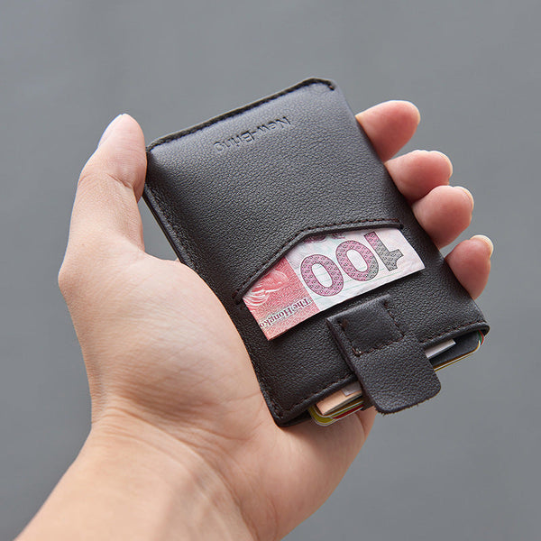 Genuine Leather Wallet Men's Card Holder Thin Cowhide Hanzuva