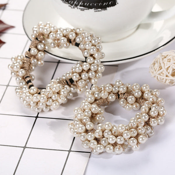 Handmade Crochet Rubber Band Hair Tie Pearl Hanzuva
