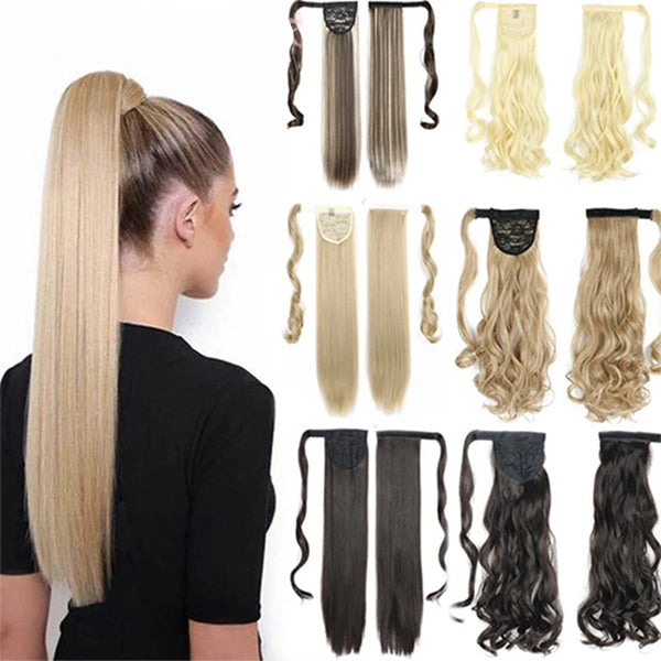 Long Straight Wrap Around Clip In Ponytail Hair Extension Heat Resistant Synthetic Tail Fake Hair Hanzuva