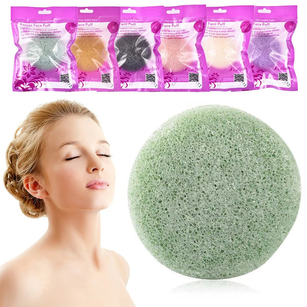 Konjac Sponge For Washing Face Round Konjac Konnyaku Sponge Facial Cleansing Exfoliator Bathing Puff Face Wash Puff Hanzuva