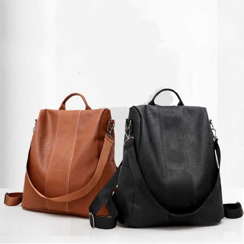 Women's solid color large capacity backpack Hanzuva