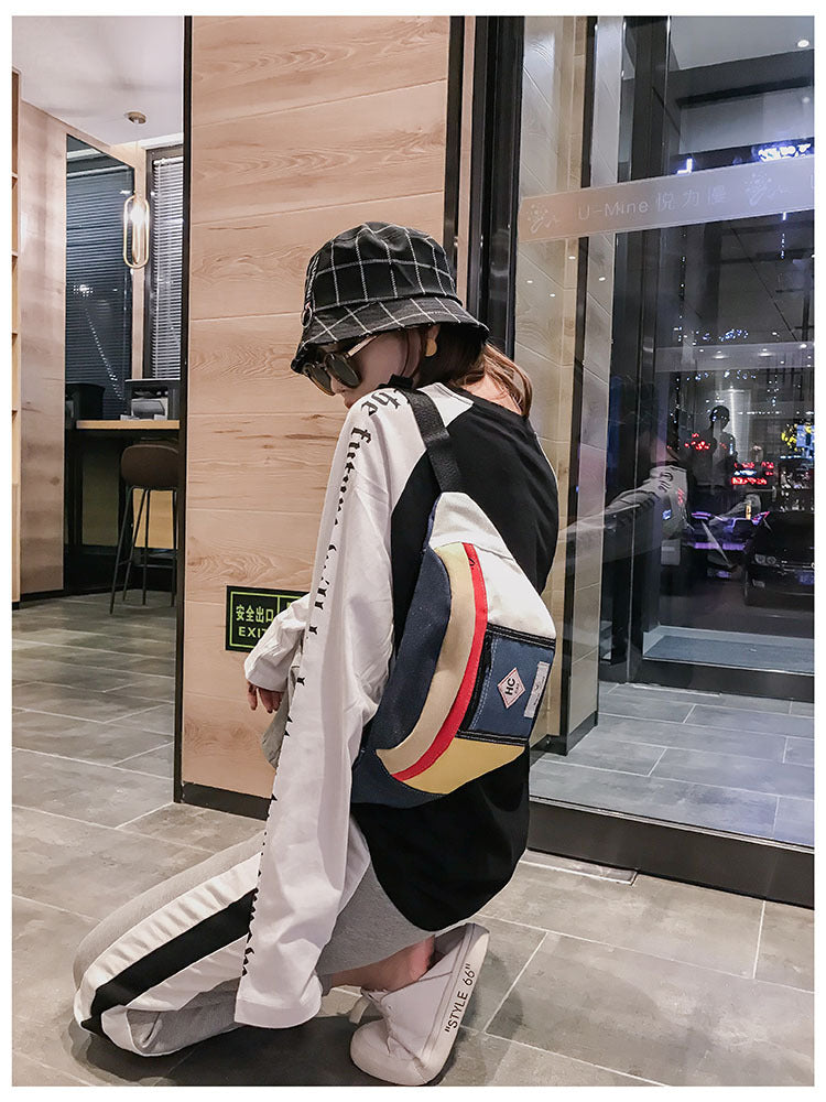 Contrast canvas bag mini sports chest Hanzuva