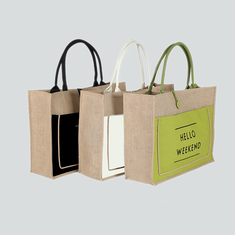 Jute button tote Hanzuva