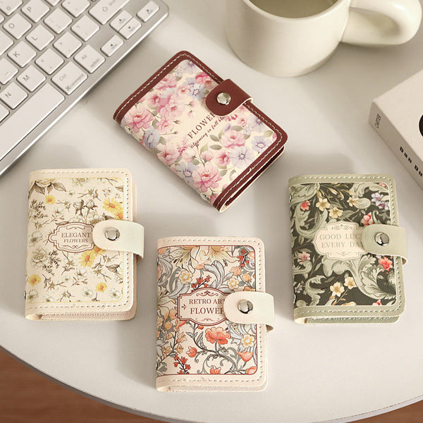 Women's Flower Oil Painting Retro Style Large Capacity Card Holder Hanzuva
