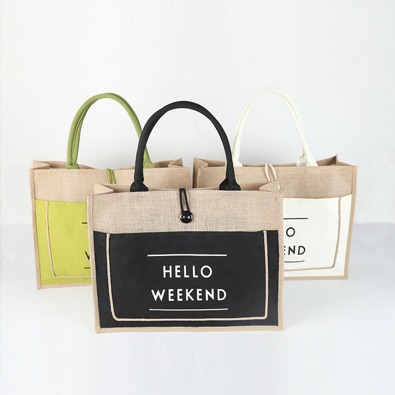Jute button tote Hanzuva