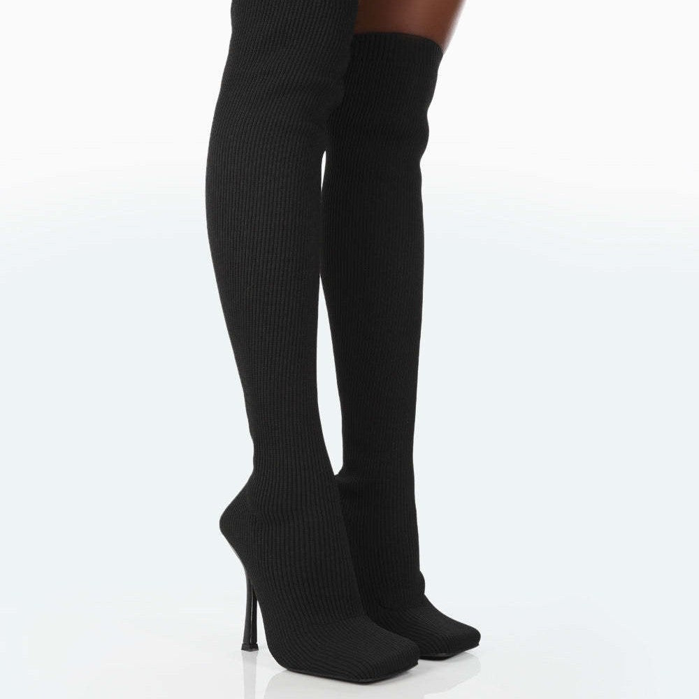 Europe And The United States Foreign Trade Large Size High With Fine Heel Stretch Boots Female Hanzuva