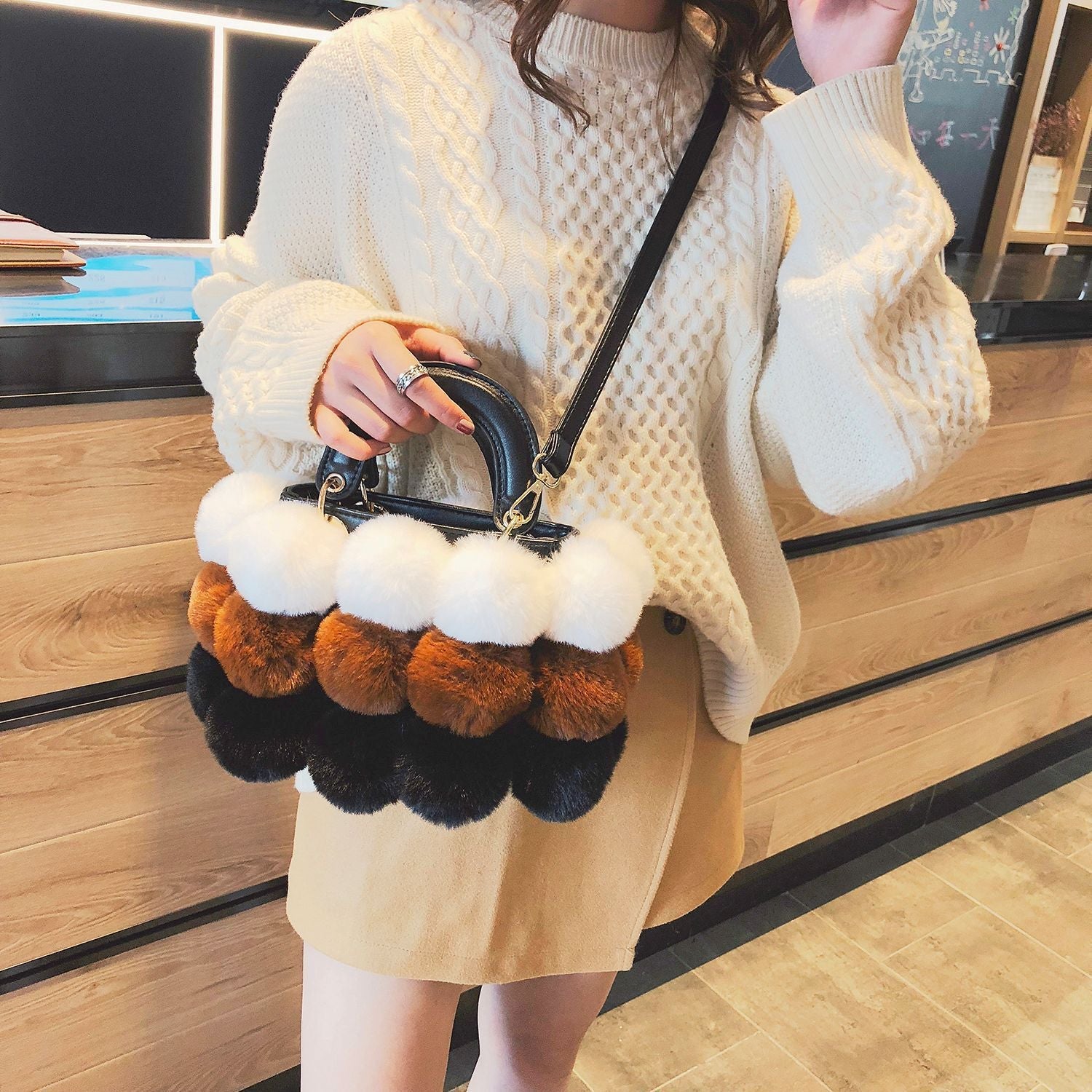 Plush Handbags Winter Plush Shoulder Bag Handbag Trend Messenger Bag Hanzuva