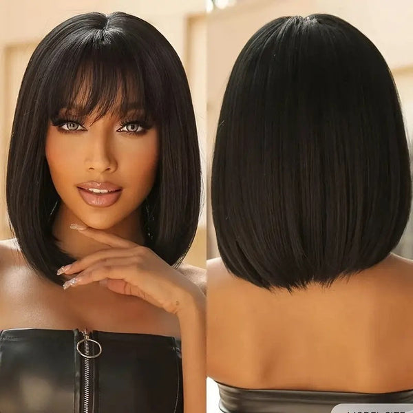 Bangs Wave Head Medium Long Hair Wig Hanzuva