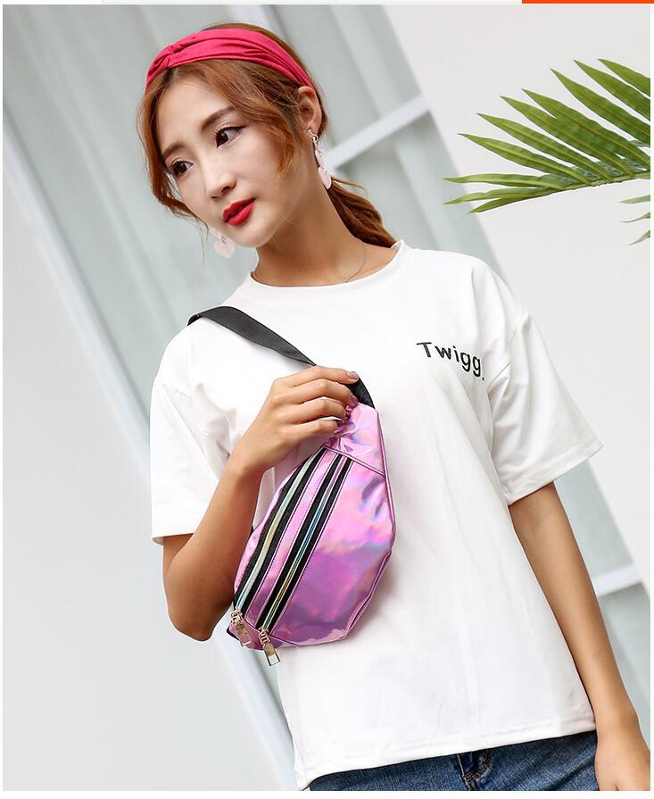 Women's new laser pockets chest bag multi-function color single shoulder slung laser sports pockets Hanzuva