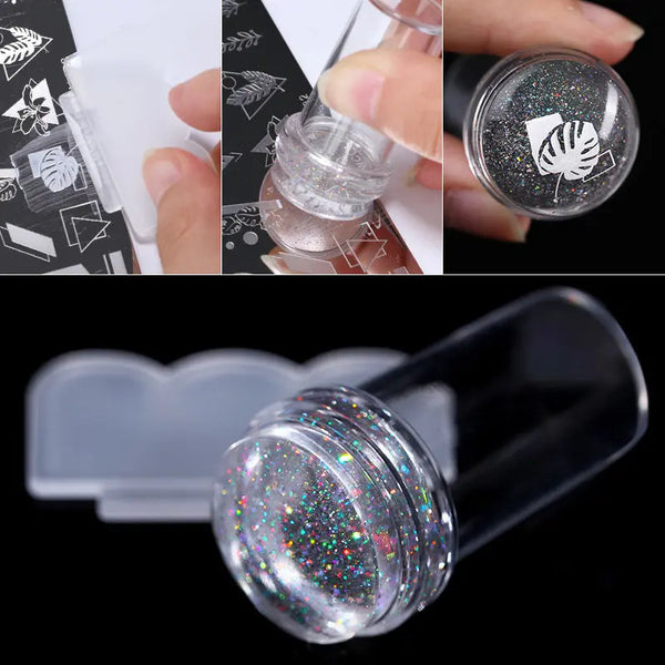 Nail Stamp Printed Transparent Colorful Handle Seal Magic Color Laser Hanzuva