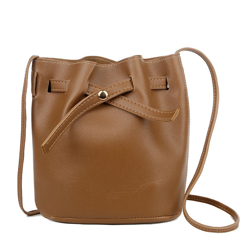 Korean Style Solid Color Bucket Bag Spring Ladies Shoulder Bag Hanzuva