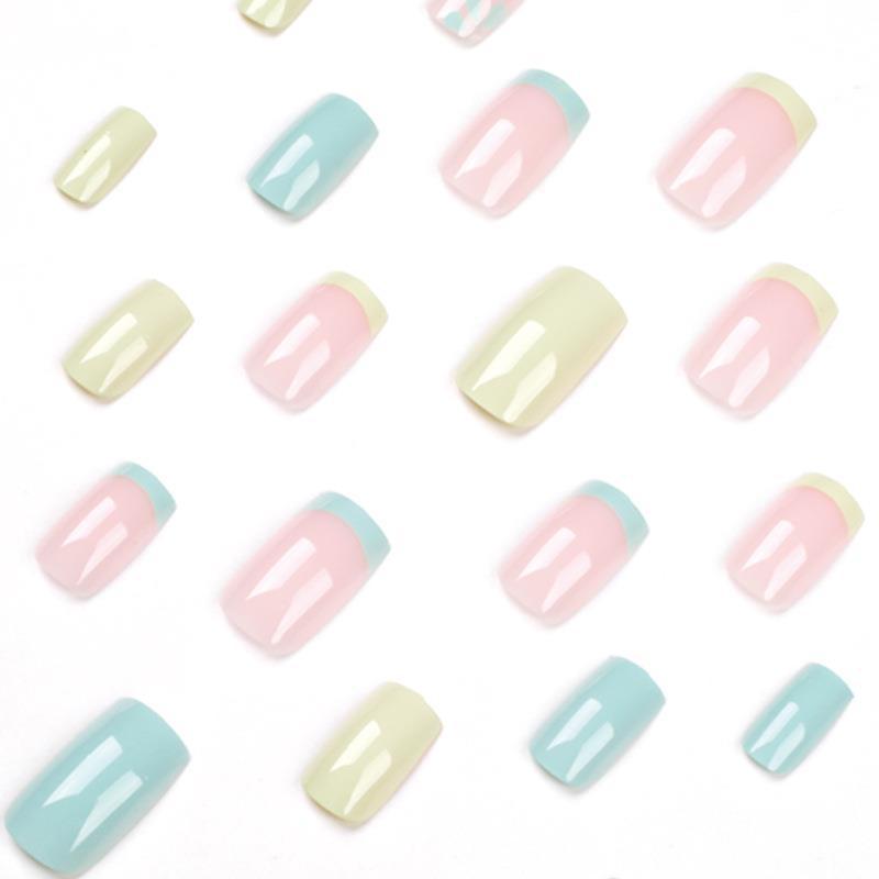 Simple Yellow And Blue Combo Small Flower Manicure Wear Nail