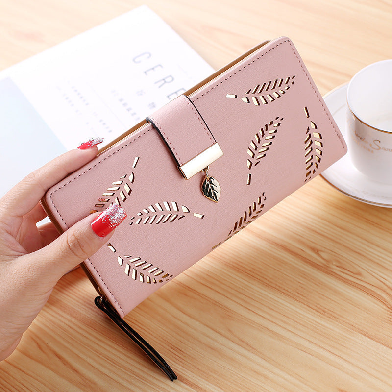 Women's wallet hollow leaf card package Hanzuva