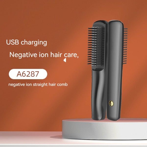 Wireless Charging Anion Straight Comb Usb Charging For Curling Or Straightening Hanzuva