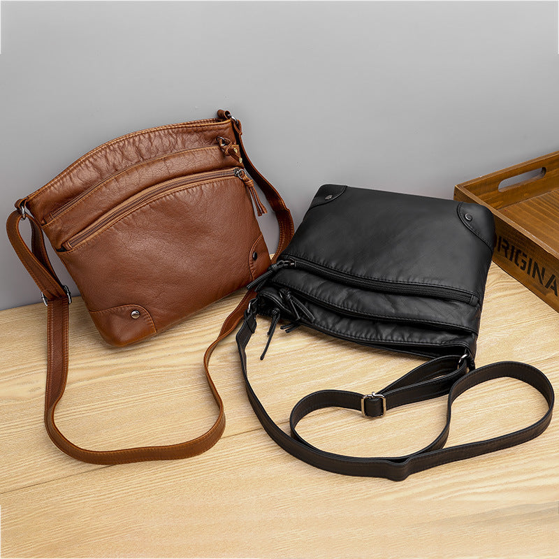 Shoulder Bag Retro Washed Leather Casual Fashion