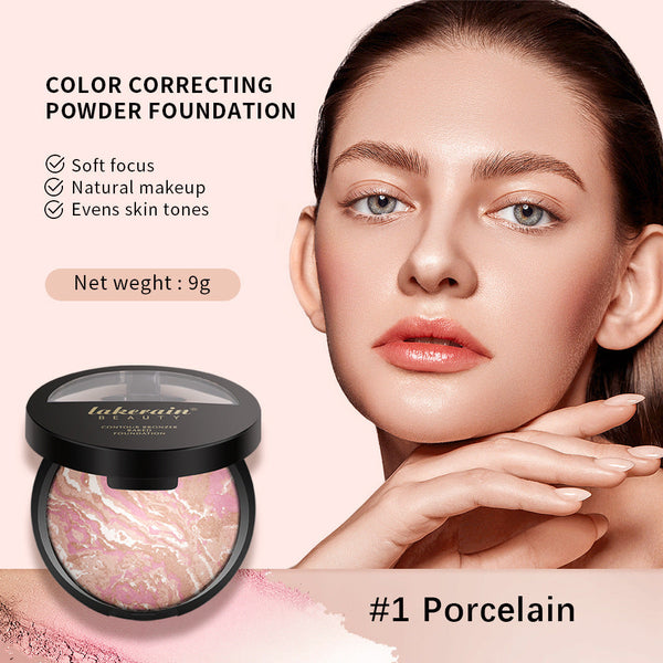 Marble Baked Powder Contour Compact Natural Brightening Powder Hanzuva