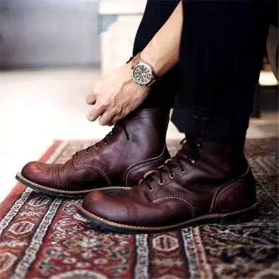 Front Strap Round Toe Motorcycle Boots