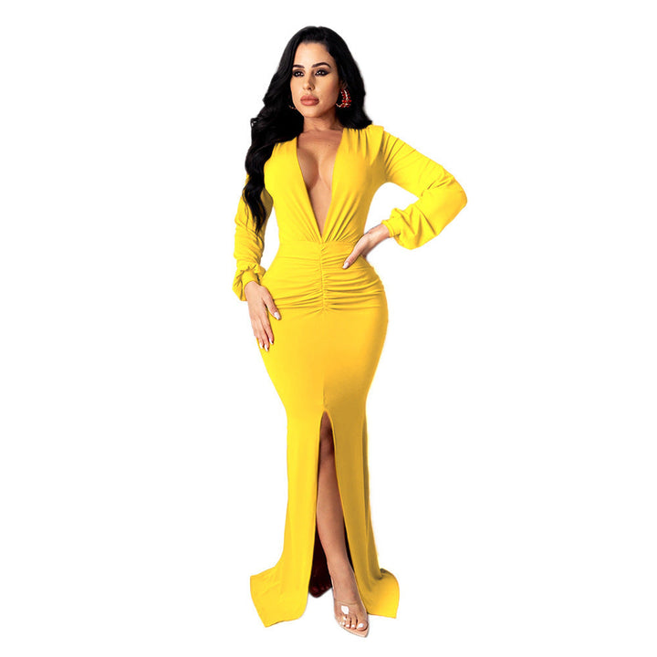 Women's Large V-neck Slim-fit Nightclub Evening Dress Hanzuva