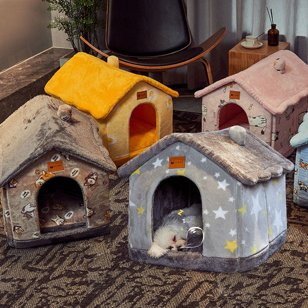 Foldable Dog House Pet Cat Bed Winter Dog Villa Sleep Kennel Removable Nest Warm Enclosed Cave Sofa Pets Supplies Hanzuva