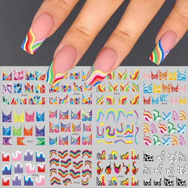 New European And American Feng Shui Print Line Flower Nail Stickers Hanzuva