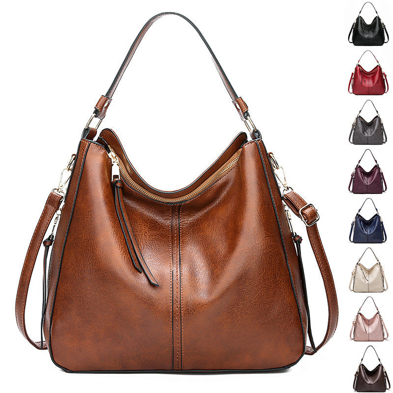 Hobos Zipper Bucket Bags With Adjustable Shoulder-strap Handbags Temperament High Capacity Messenger Shoulder Bag For Women Hanzuva