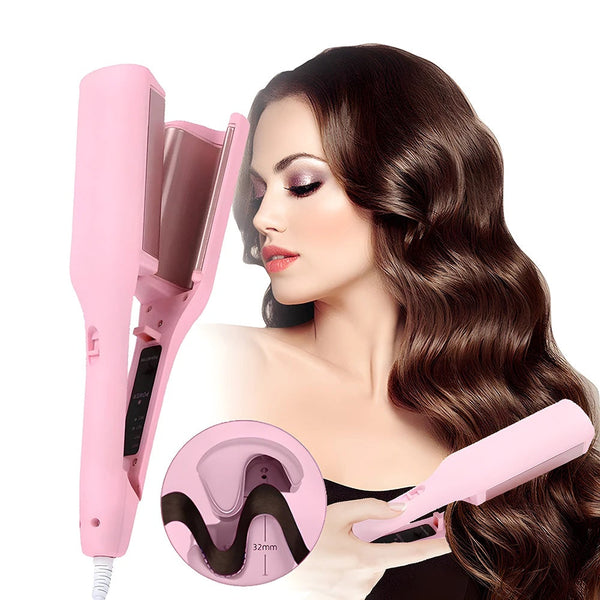 Hair Curling Iron 32mm Deep Wave Hair Curler 4 Temperature Adjustable Fast Heating Crimping Iron Styler Wand For All Hair Style Hanzuva