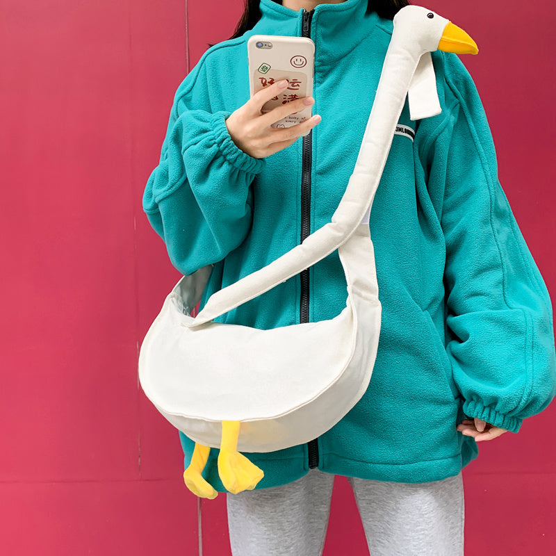 Cute Duck Head Canvas Bag Female  Funny Cute Ugly Duck Bag Student Messenger Bag