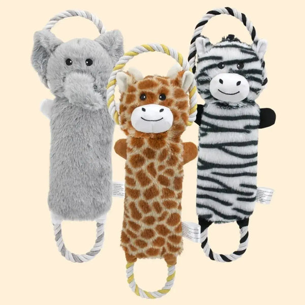 Funny Plush Dog Toys Stuffed Animal-Shaped Zebras Elephant Pet Chew Squeaky Toy Bite Resistant With Rope Hanzuva
