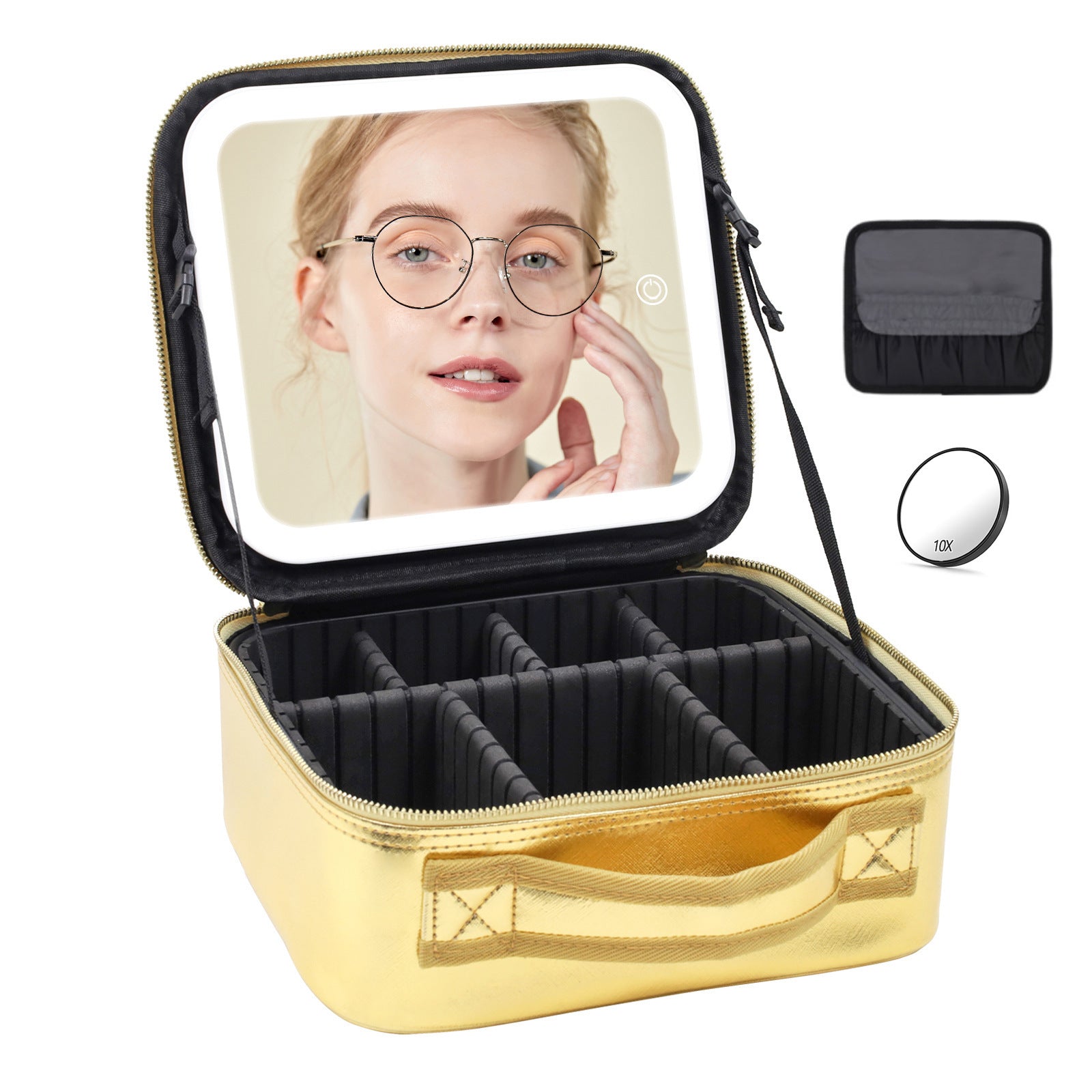 Large Capacity Cosmetic Case With LED Mirror High Sense Multifunctional Storage For Makeup Artist Cosmetic Bag