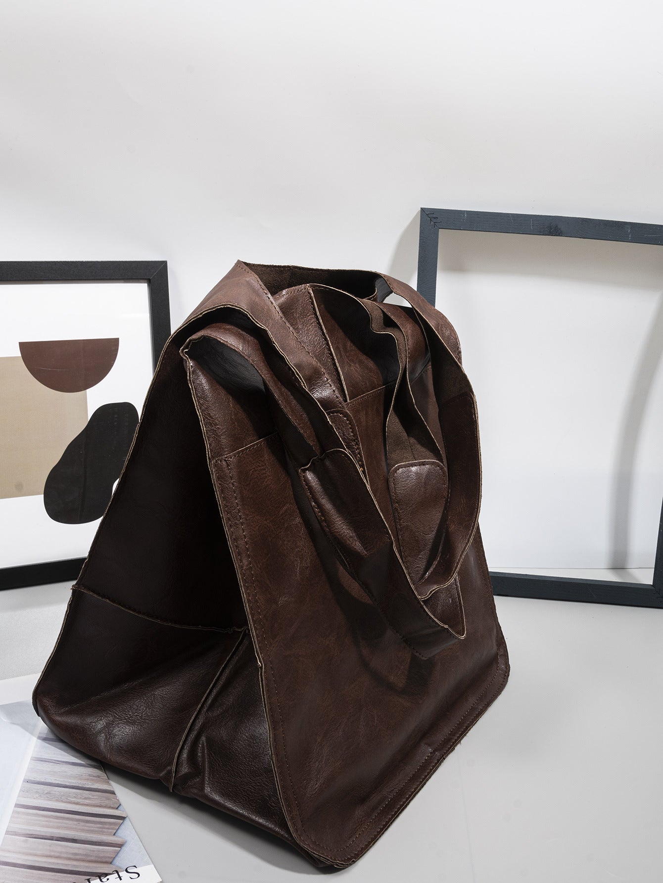 Vintage Large Capacity Handbags PU Soft Leather Big Bag Designer Luxury Women Shoulder Bag Beach On Vacation Woman Tote Bag Hanzuva