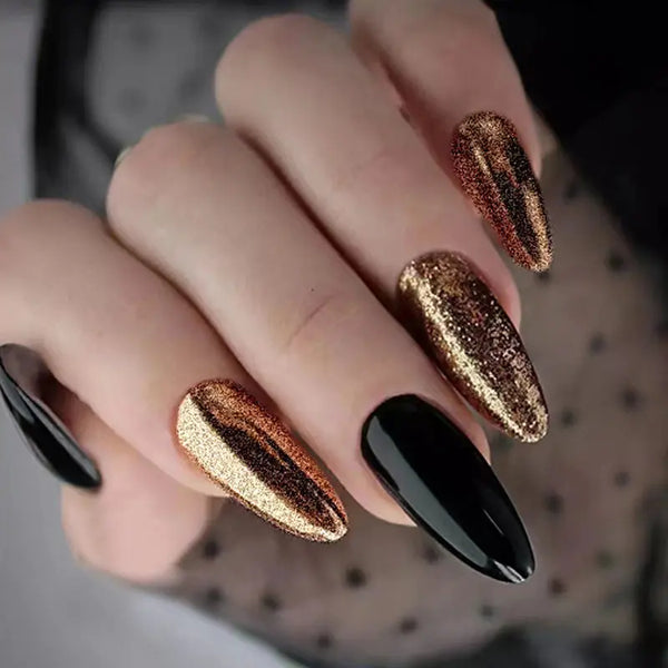Flash Black Gold European And American Nails Hanzuva