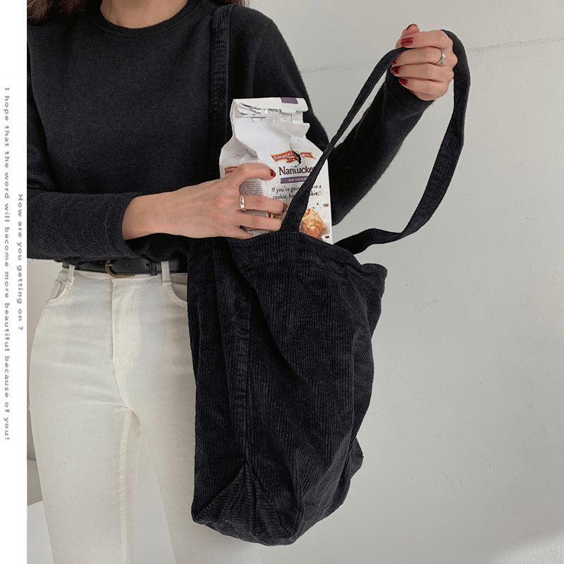 Washed Corduroy Handbag Simple Retro One Shoulder Women's Bag