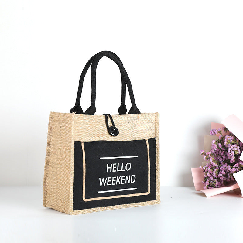 Jute button tote Hanzuva
