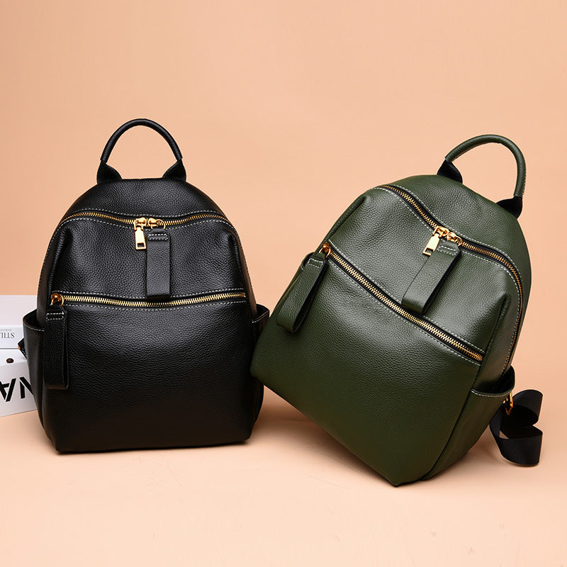 Leather Backpack Women All-Match Fashion Top Layer Leather Small Backpack Hanzuva