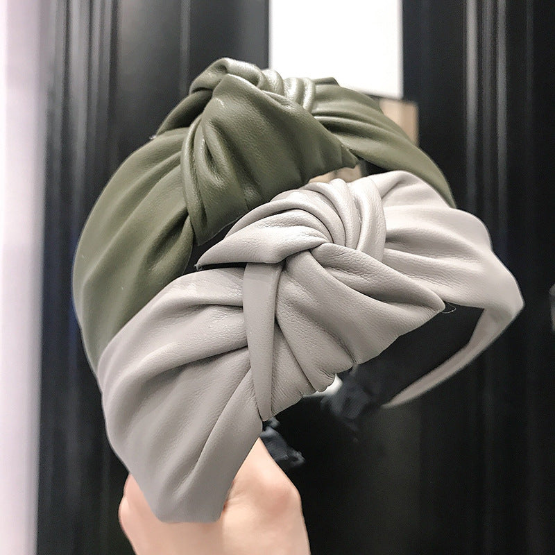 PU imitation leather knotted headband