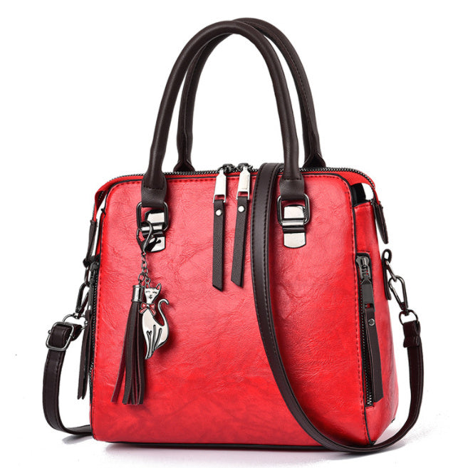 Vintage Handbag Women PU Leather Tassel Top-handle Bag Fashion Lady Tote Luxury Large Capacity Shoulder Bag Hanzuva