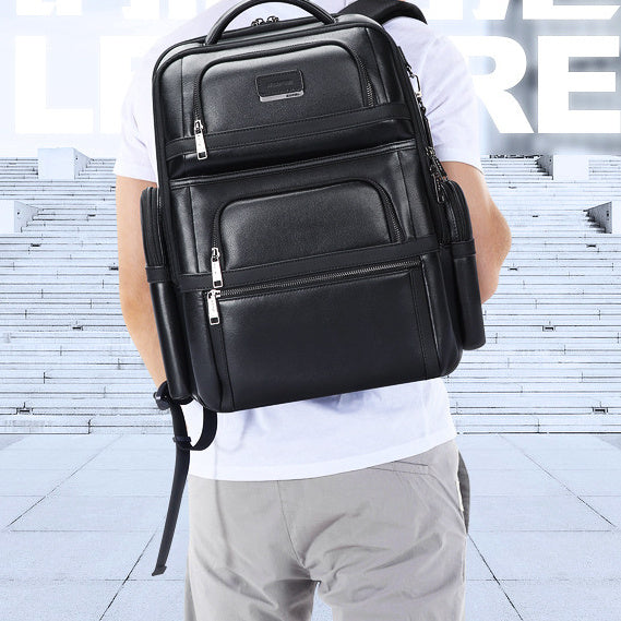 Genuine Leather Men's Commuter Backpack First Layer Cowhide Hanzuva