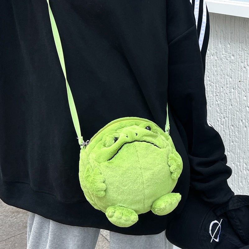 Cute And Ugly Frog-shaped Wallet Plush Doll Crossbody Bag