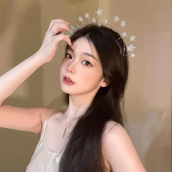 Star Studded Hair Band Super Shiny Wedding Dress Hanzuva