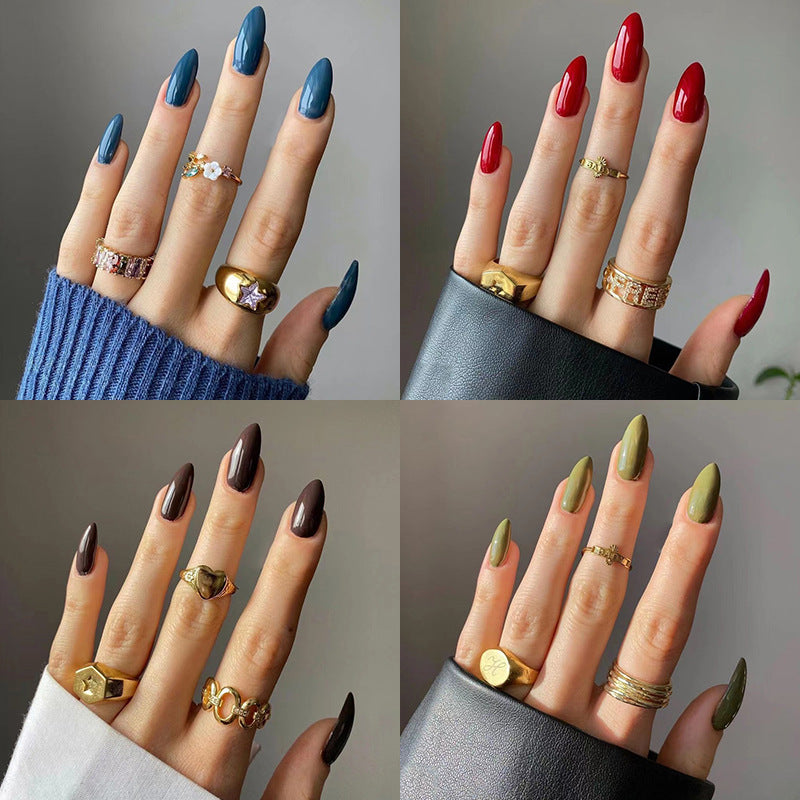 Wear Armor Mid-length  Solid Color Nail Shaped Piece