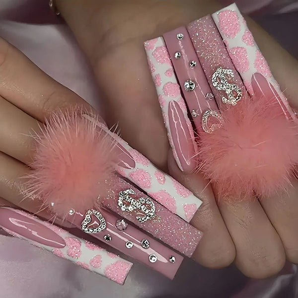 Cotton Candy Ball Diamond Wear Ballet Armor Gentle Girl Fake Nails Hanzuva