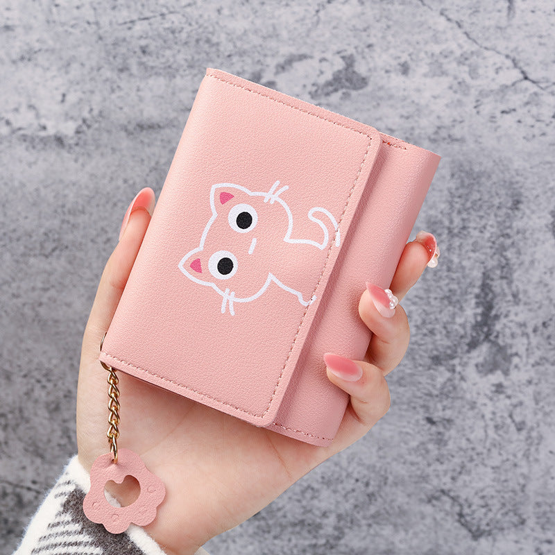 Women's Short Three-fold Cat Girls' Purse